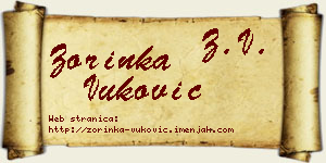 Zorinka Vuković vizit kartica